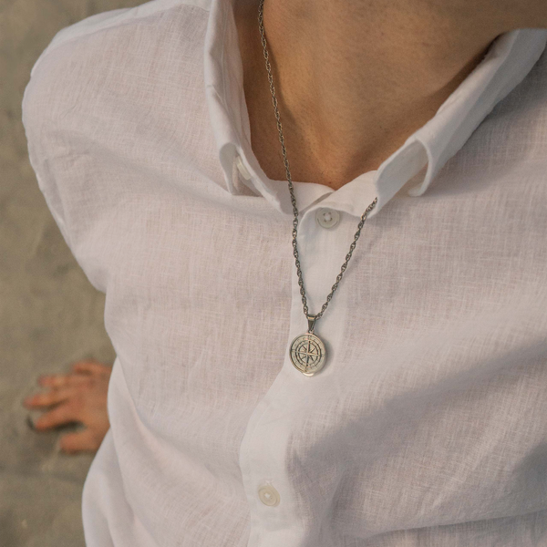 Compass Necklace - Silver Colored