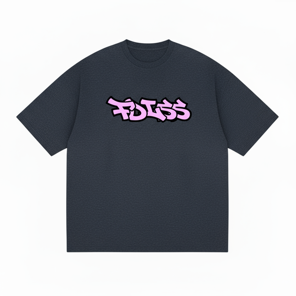 Emission Tee Box Fit - Navy/Pink