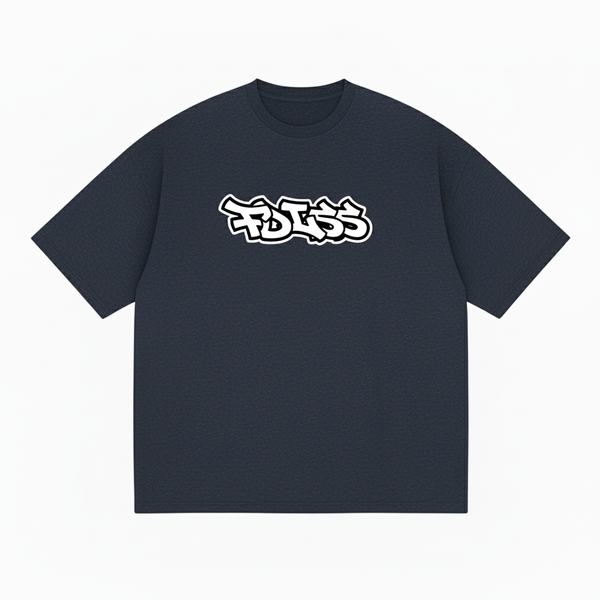 Emission Tee Box Fit - Navy/Hvid