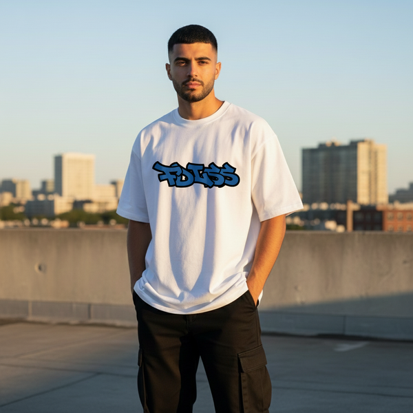 Emission Tee Box Fit - Hvid/Blå