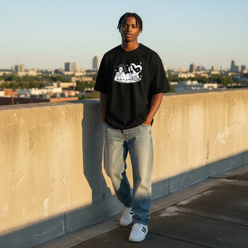 Lover Tee Box Fit - Sort/Hvid