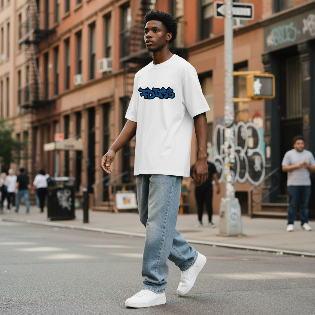 Emission Tee Box Fit - Hvid/Blå