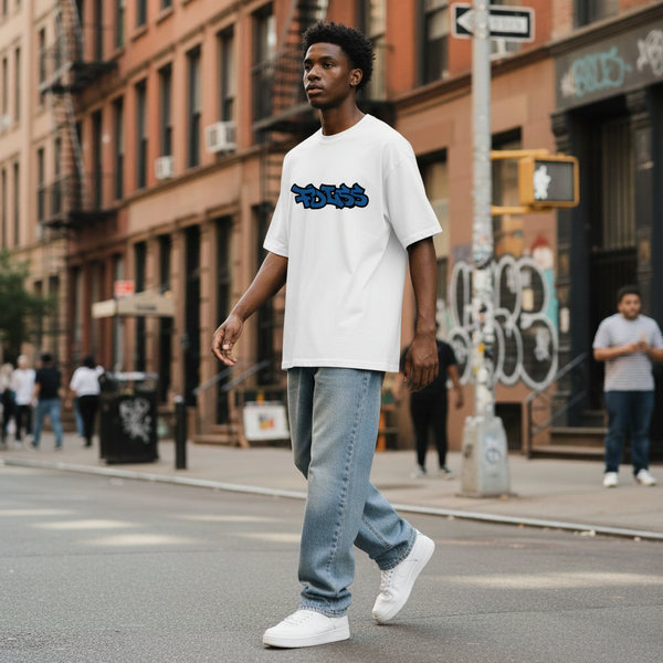 Emission Tee Box Fit - Hvid/Blå