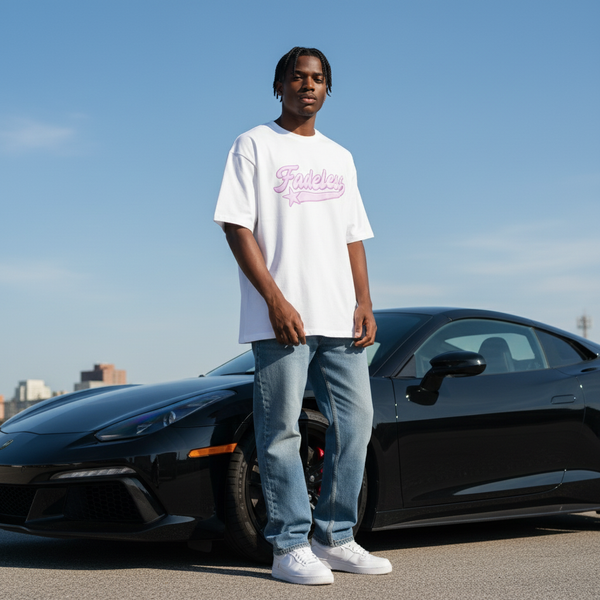 Star Tee Box Fit - Hvid/Pink