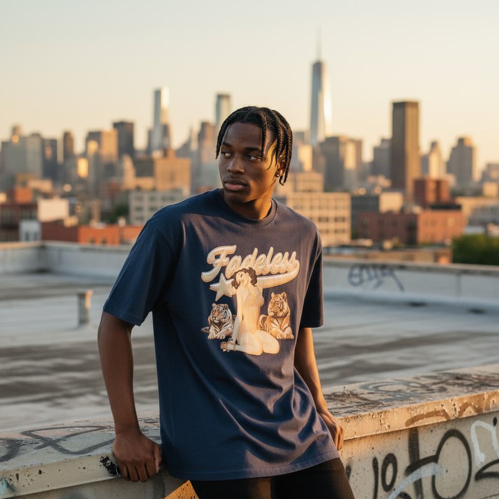 Monroe Logo Tee Box Fit - Navy