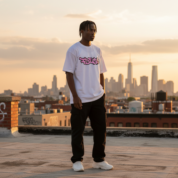 Emission Tee Box Fit - Hvid/Pink