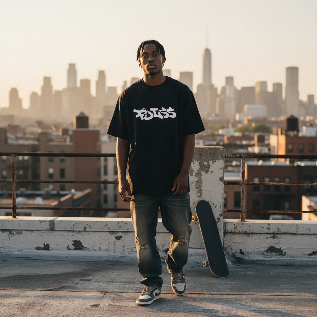 Emission Tee Box Fit - Sort/Hvid