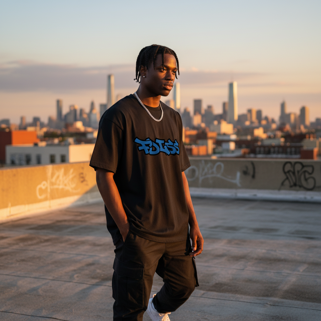 Emission Tee Box Fit - Sort/Blå