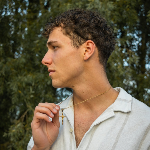 Rose Cross Necklace - 18k Gold Plated