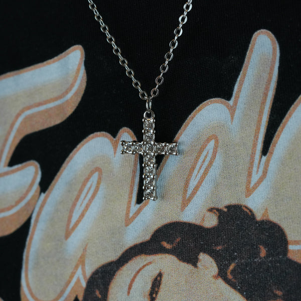 Shiny Cross Necklace – Silver Colored