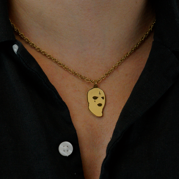 Ski Mask Necklace - 18k Gold Plated