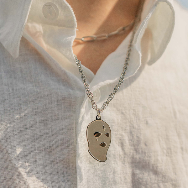 Ski Mask Necklace - Silver