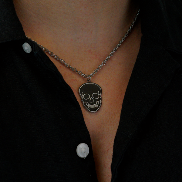 Skull Necklace - Silver Colored