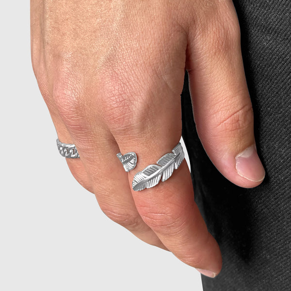 FEATHER RING - SILVER