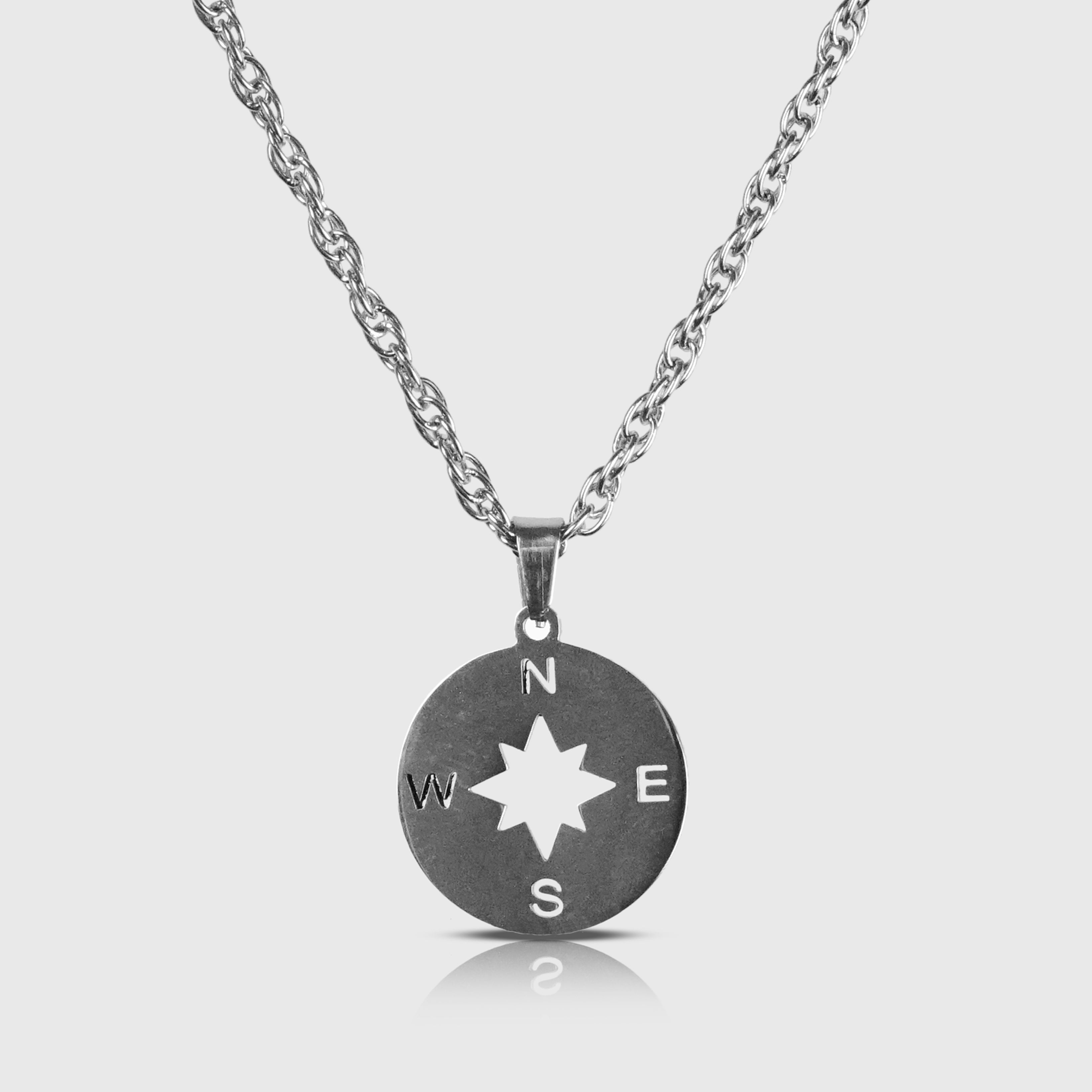 COMPASS 2.0 PENDANT - SILVER TONE